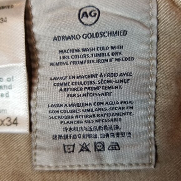 ADRIANO GOLDSCHMIED Weathered 5-Pocket Jeans Tan Size 36x34 ~ 4495 - Picture 6 of 7